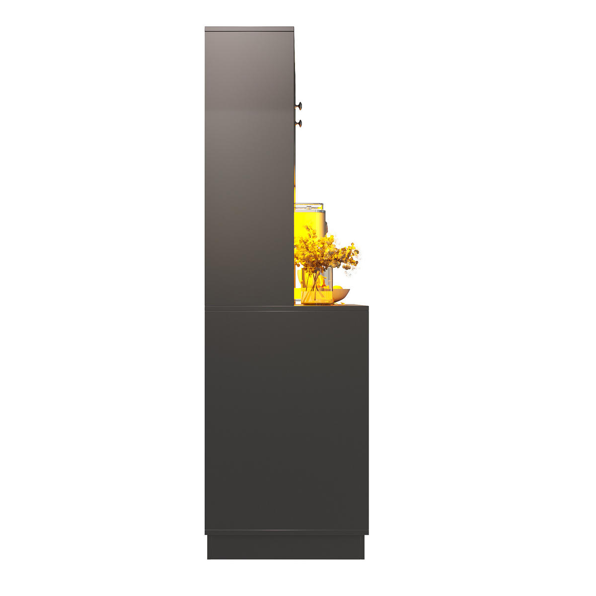 HOCHSCHRANK LED 120x40x183.5Cm 8 Schubladen Schwarz - Schwarz, Holzwerkstoff (120/183.5/40cm) - FLIEKS