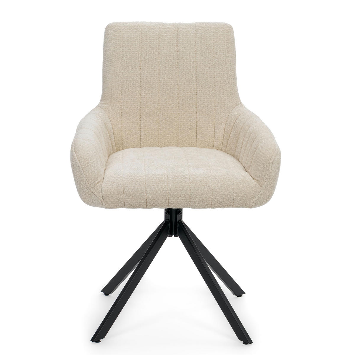 STUHL LUINO drehbar gepolsterter mit Steppung - creme - Chenille - Creme/Schwarz, Textil/Metall (58/87/60cm) - NEW HOME