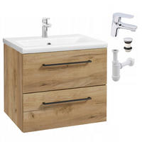 WASCHTISCHKOMBI 50cm mit Waschbecken + Armatur Eichenfarbe - Eichefarben, Holzwerkstoff (50/50/39cm) - Stamar