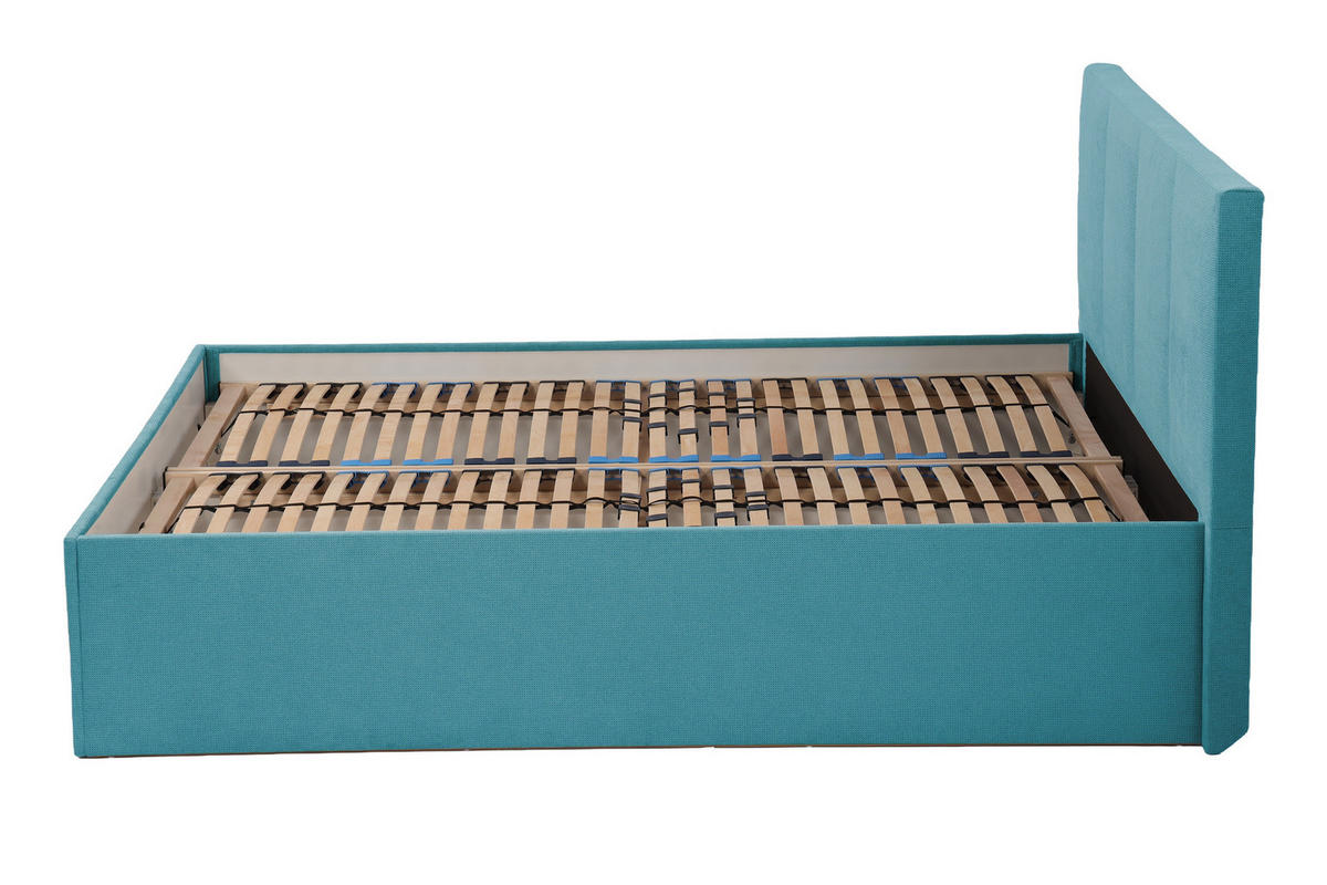 POLSTERBETT Dalas Blau 200 x 200 x 40 cm Stauraum Mit hochwertiger Matratze H2 (bis 100 kg) und Lattenrost - Blau, Holz (200/200cm) - Halmon Schlafkomfort Betten 