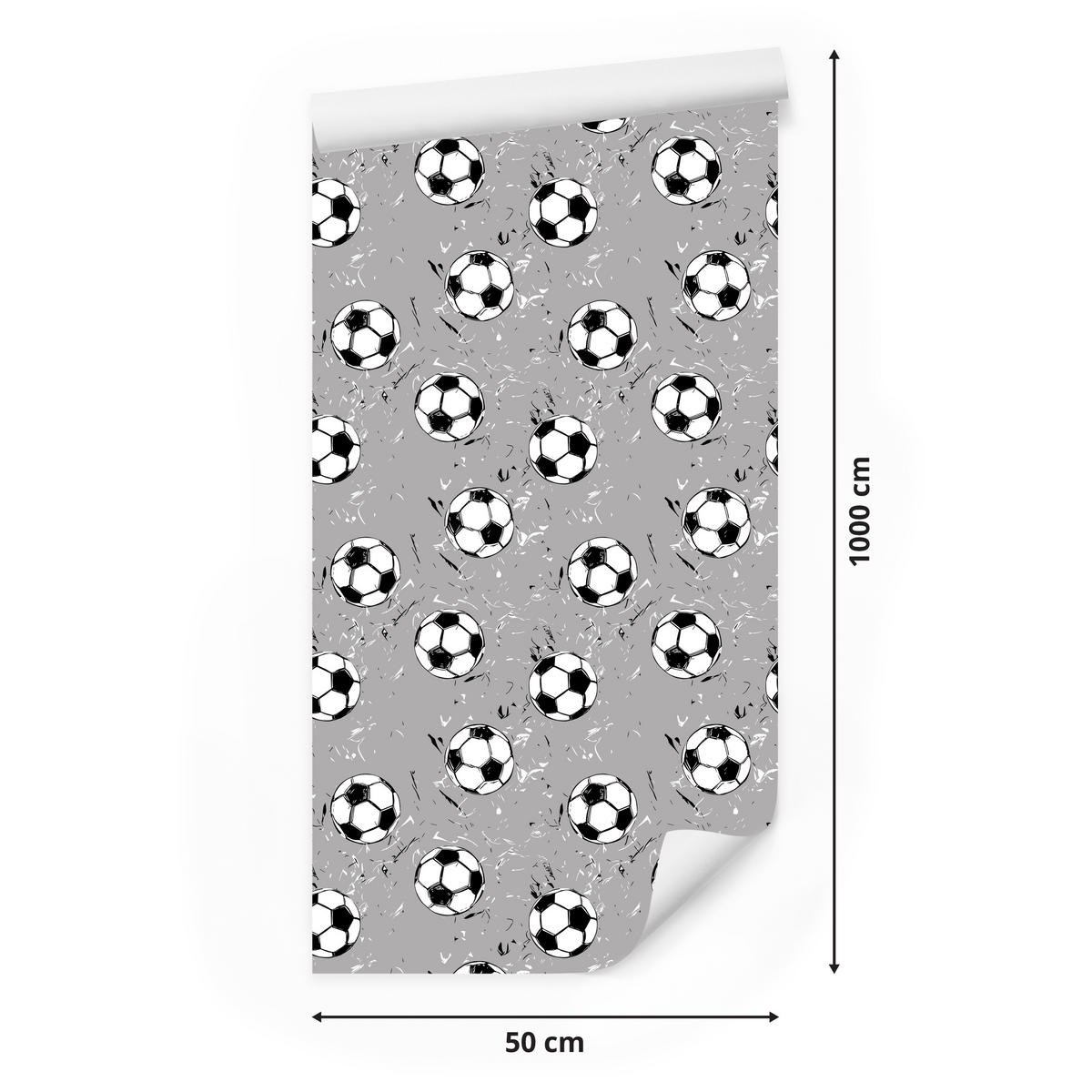 VLIESTAPETE Fußbälle – Schwarz, Weiß, Grau – 50x1000 cm - Schwarz/Weiß, Papier (50/1000cm) - Muralo