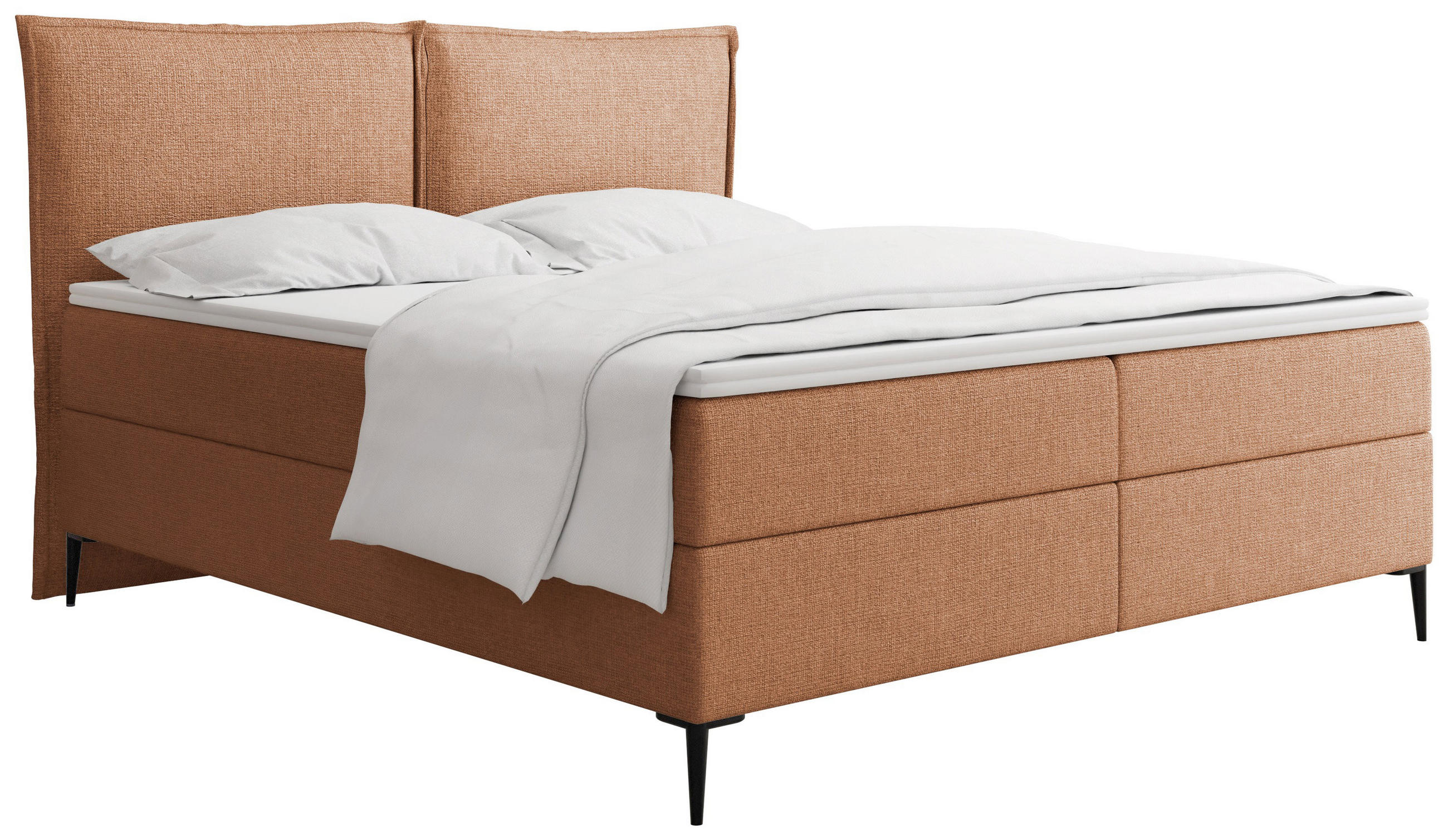BOXBETT Calio Rise mit Bettkasten, Orange Chenille 120x200 cm – inkl. H4 Taschenfederkern Matratze & Foam Topper - Schwarz/Orange, Holz/Holzwerkstoff (120/200cm) - WFL GROUP