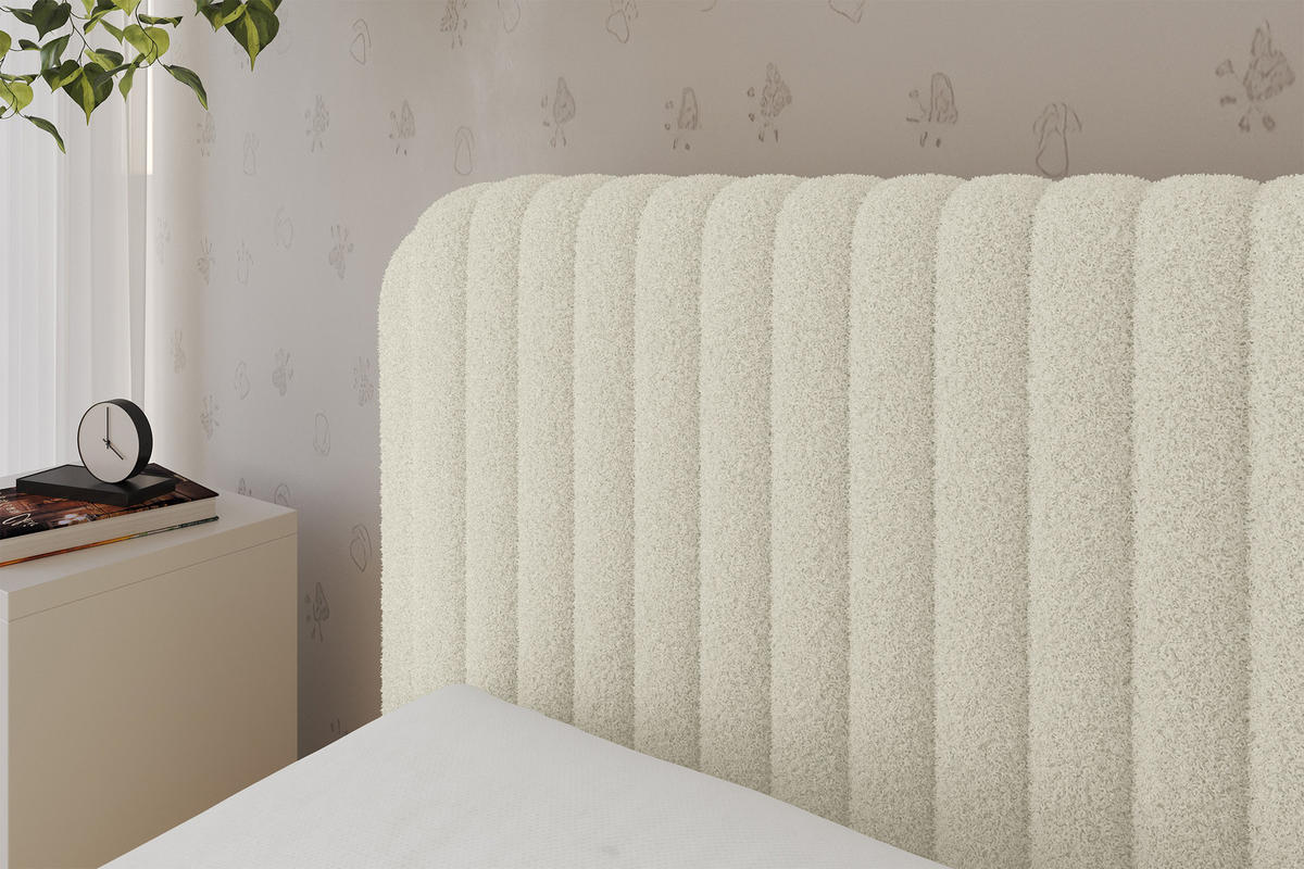 EINZELLBETT Jugendbett mit Bettkasten und Matratze H3/H4, Rechts - AURY 80x200 Beige - Perlmutt, Holzwerkstoff/Textil (80/200cm) - ALTDECOR