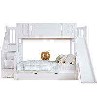 ETAGENBETT 90/120x200 cm mit Rutsche, Stauraumtreppe und Fensterdesign, Weiß - Weiß, Holzwerkstoff (90/200cm) - Redom