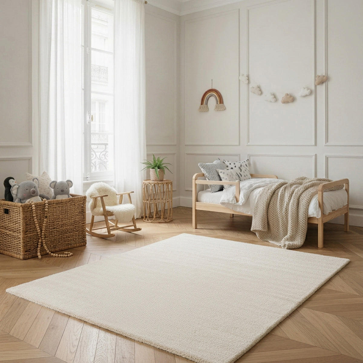 TEPPICH, Zeitgenössischer im Lammfell-Look weiß - Weiß, Textil (160/230cm) - AFK Living