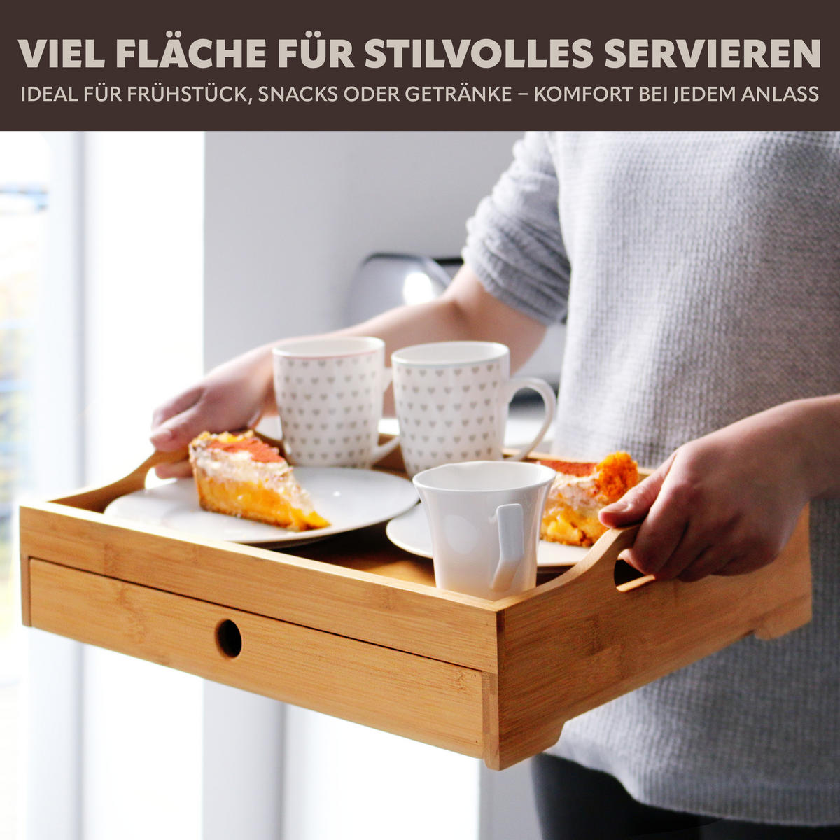 SERVIERTABLETT, Bambus - Braun, Holz (43/10/31cm) - bremermann