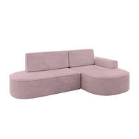 ECKSOFA mit Schlaffunktion und Bettkasten Ottomane Rechts MARI-L1-S - 283x167x73 cm Rosa Cord - Schwarz/Rosa, Holzwerkstoff/Kunststoff (167/283cm) - ALTDECOR
