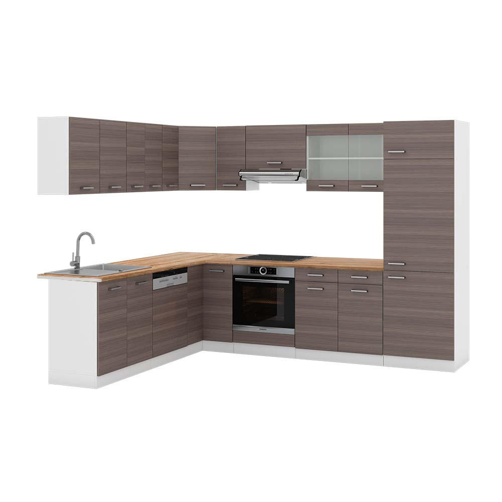 ECKKÜCHE R-Line Edelgrau/Weiß 227 x 287 cm, AP Eiche - Braun/Weiß, Holzwerkstoff (287/81.6/60cm) - Vicco