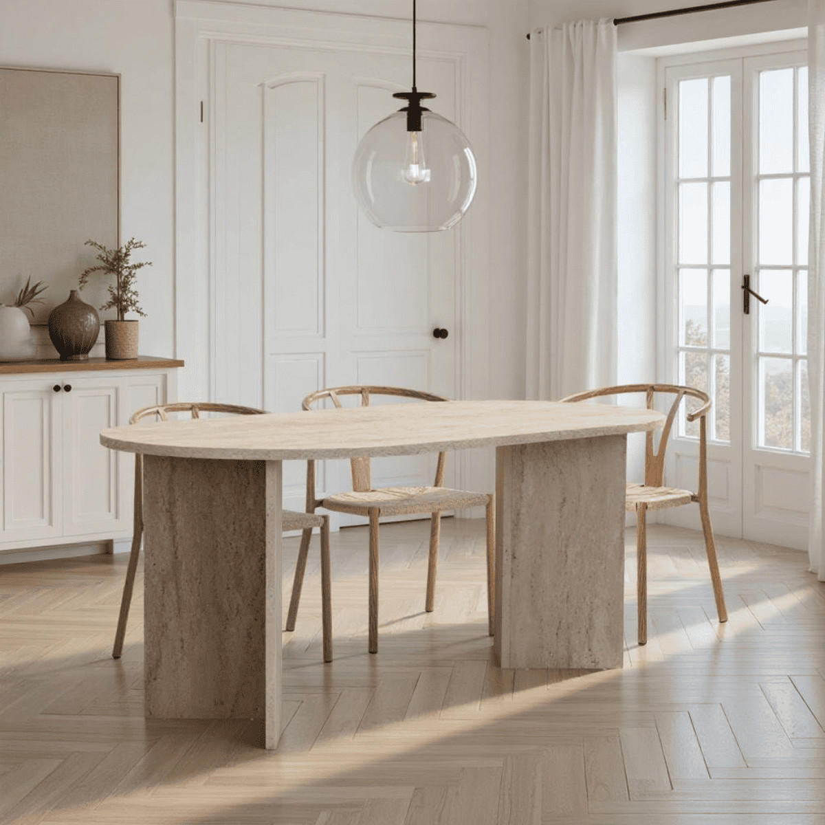 ESSTISCH mit abgerundeten Kanten sable 180/75/89,5 cm - Beige, Holzwerkstoff (180/89.5/75cm) - Calicosy