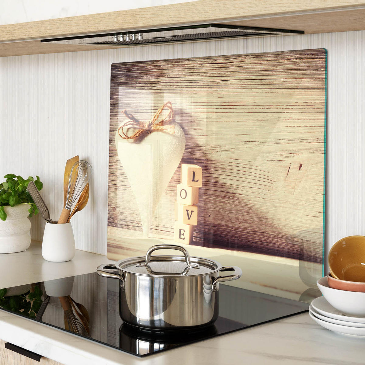 GLASPLATTE 60x52 cm Liebe - Beige, Glas (60/0.4/52cm) - TULUP