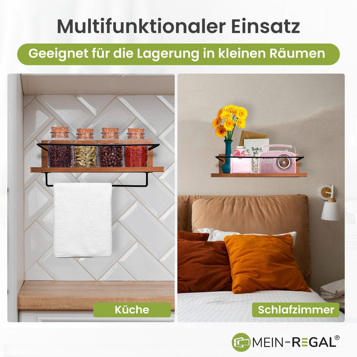 WANDREGAL KIM Massivholz 2er-Set - Braun, Holz (10/10/40cm) - Mein-Regal