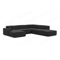 WOHNLANDSCHAFT Genova Schwarz Strukturstoff - Schwarz, Kunststoff (326/70/263cm)