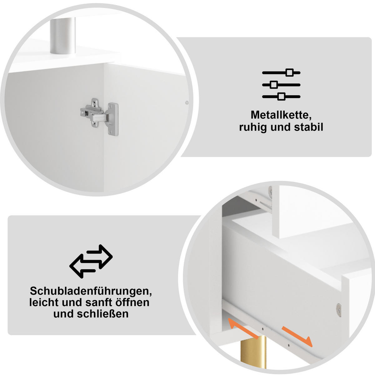 SIDEBOARD 80/35/80 cm Weiß aus Glas und Spanplatte mit LED - Weiß, Glas (80/80/35cm) - OKWISH