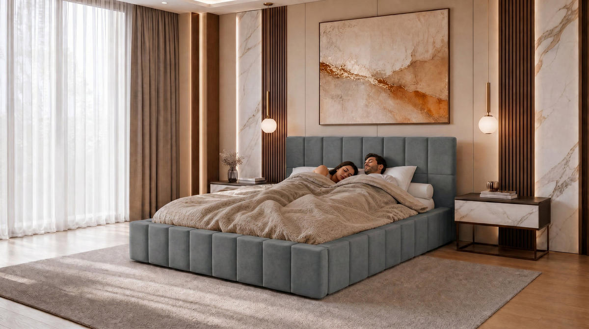 POLSTERBETT 180x200 cm, Alma, Doppelbett mit Bettkasten, Lattenrost aus Holz, Velourstoff, Dunkelgrau - Dunkelgrau, Holz/Kunststoff (180/200cm) - Marpur