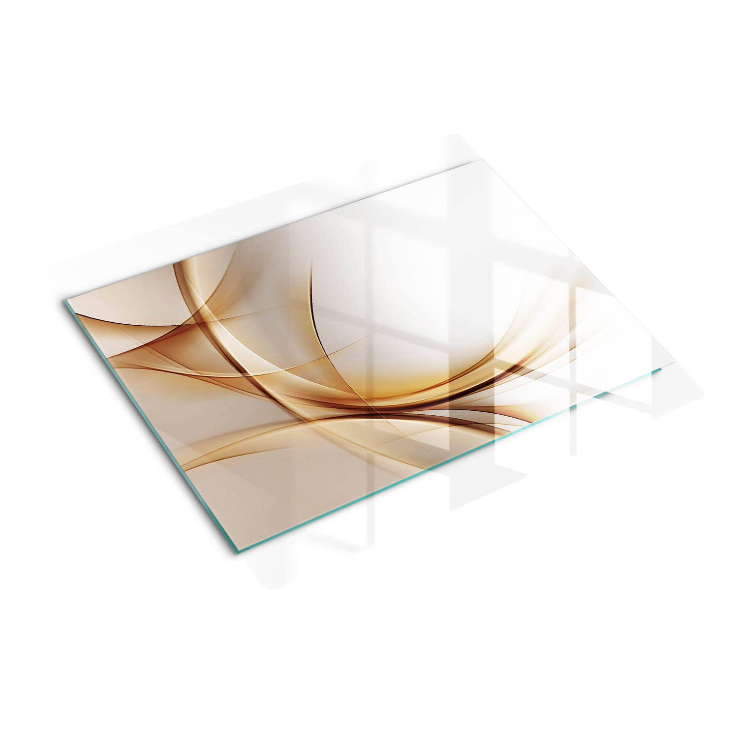 GLASPLATTE 60x52 cm Abstrakte Wellen - Beige, Glas (60/0.4/52cm) - TULUP