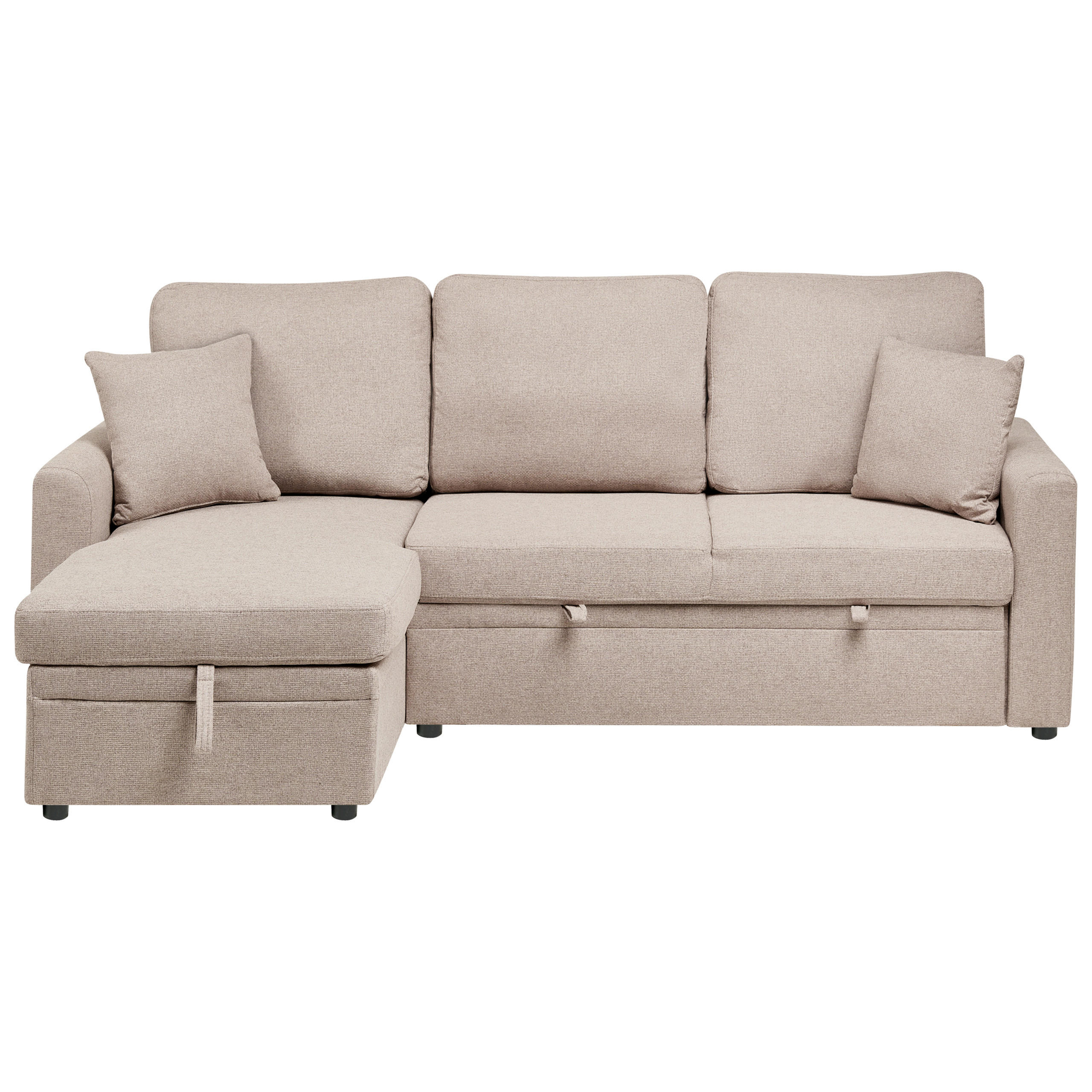 COLȚAR EXTENSIBIL cu 3 locuri in sintetic maro deschis pe partea dreaptă Nassjo - maro deschis, material textil (210/131cm) - Beliani