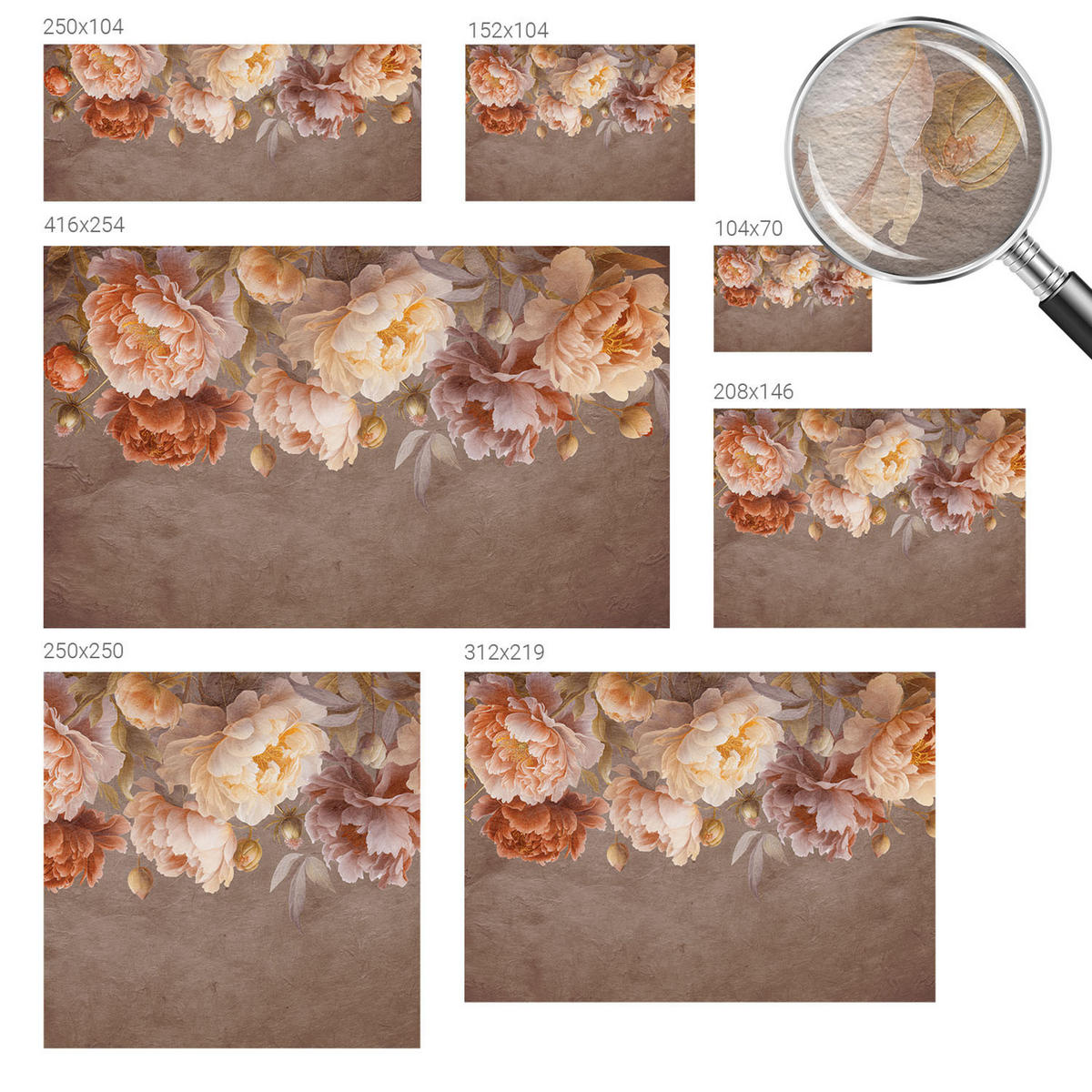 FOTOTAPETE 104x70 cm - Florale Eleganz - Pink, Textil (104/70cm) - Wallfluent