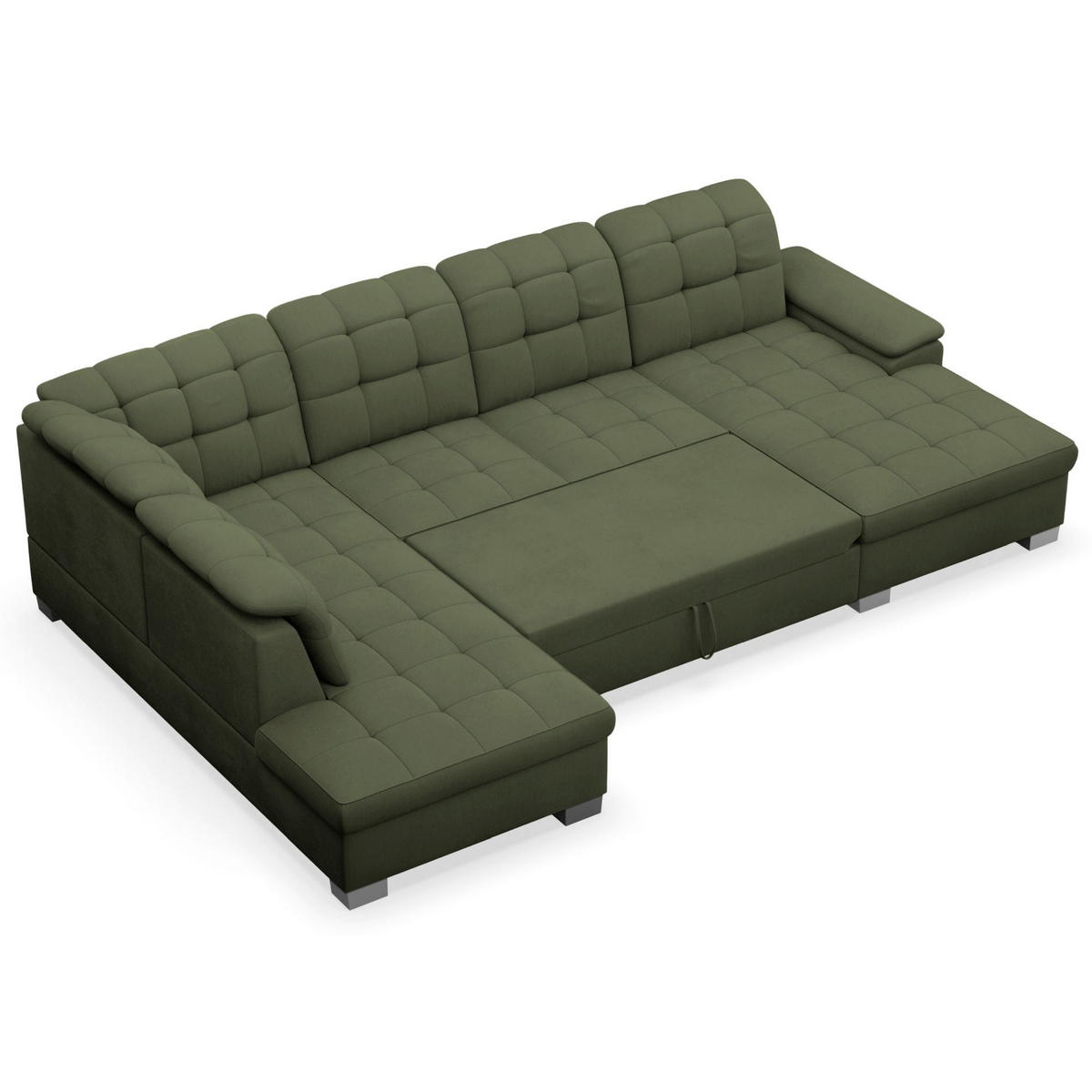 WOHNLANDSCHAFT Jamaal Khaki rechtsseitig - Schwarz/Grün, Textil (330/106/212cm) - Selsey