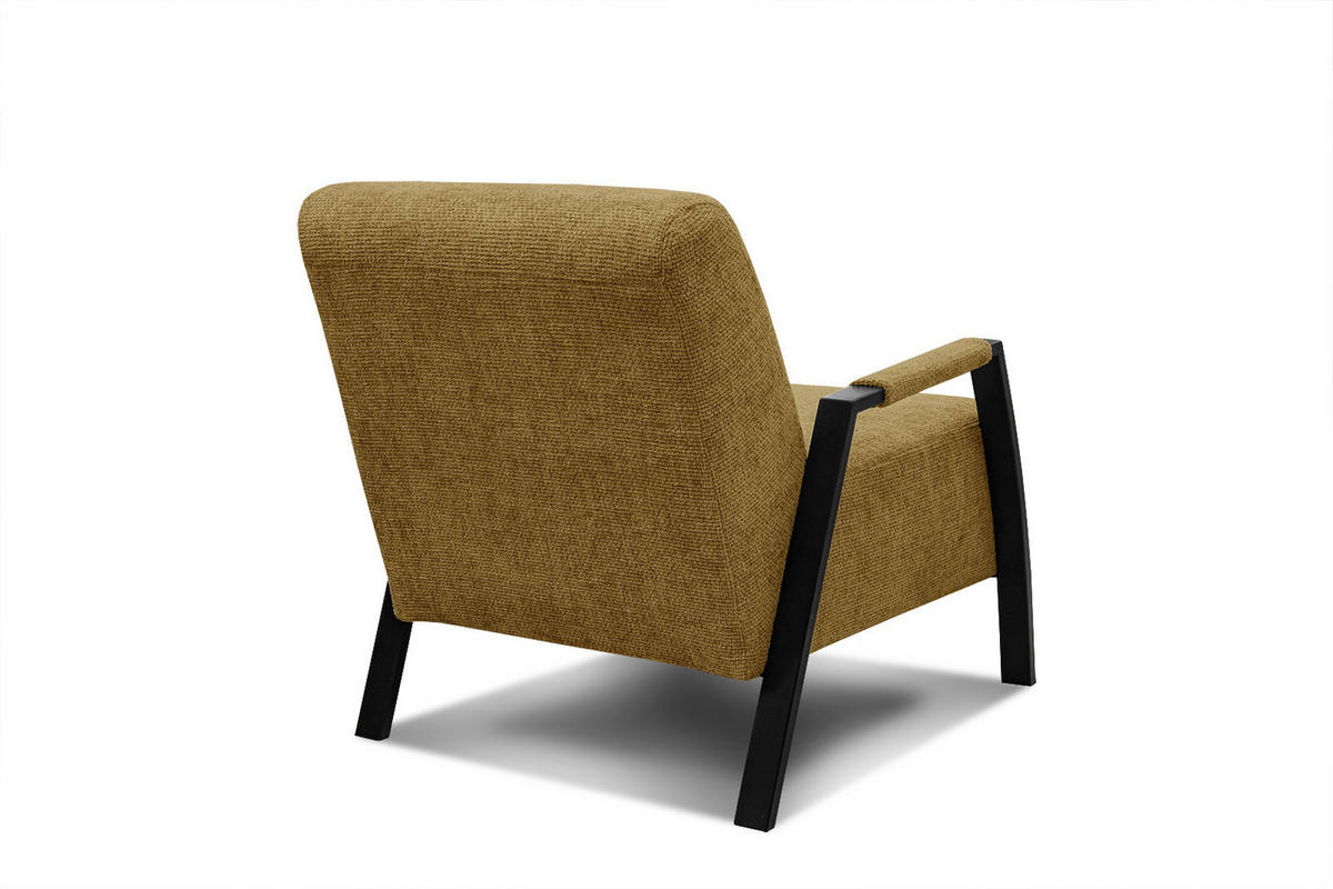 SESSEL KOBE, dunkelgelb - Dunkelgelb/Schwarz, Holz/Textil (72/76/90cm) - Courtois Laville