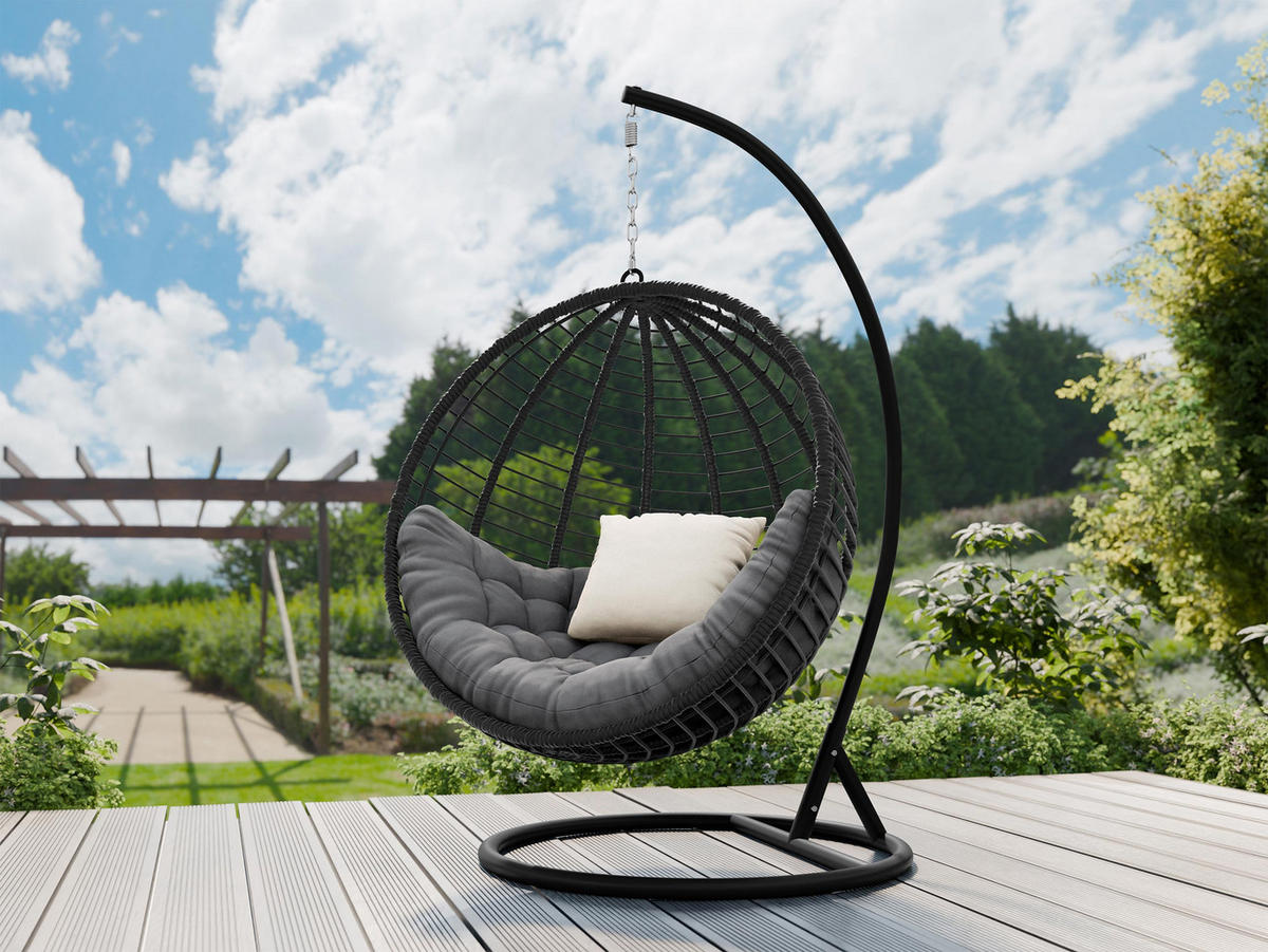 HÄNGESESSEL Amara - Schwarz/Grau, Metall (111/195/105cm) - MIRJAN24