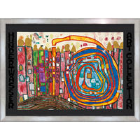 BILD gerahmt 72x53 cm Friedensreich Hundertwasser „Who has eaten all my windows“ - Gelb, Holz (72/53cm) - artissimo