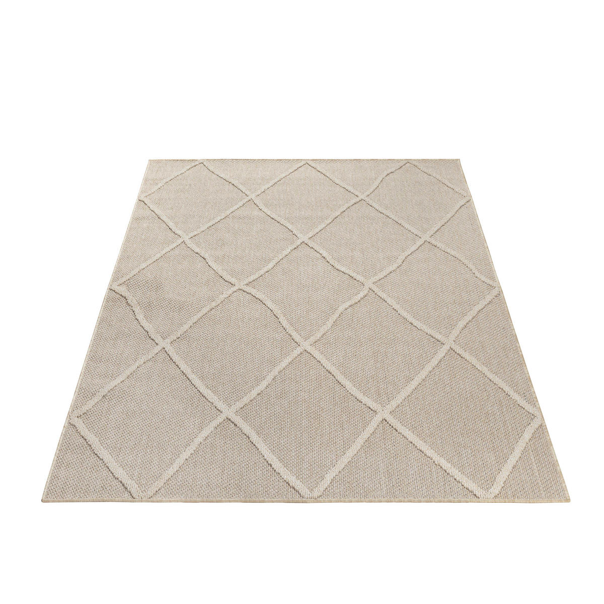 TEPPICH Outdoor Flachgewebe Boho-Muster Polypropylen Terrasse Beige Läufer 80x150 - Beige, Textil (80/150cm) - KADIMA DESIGN