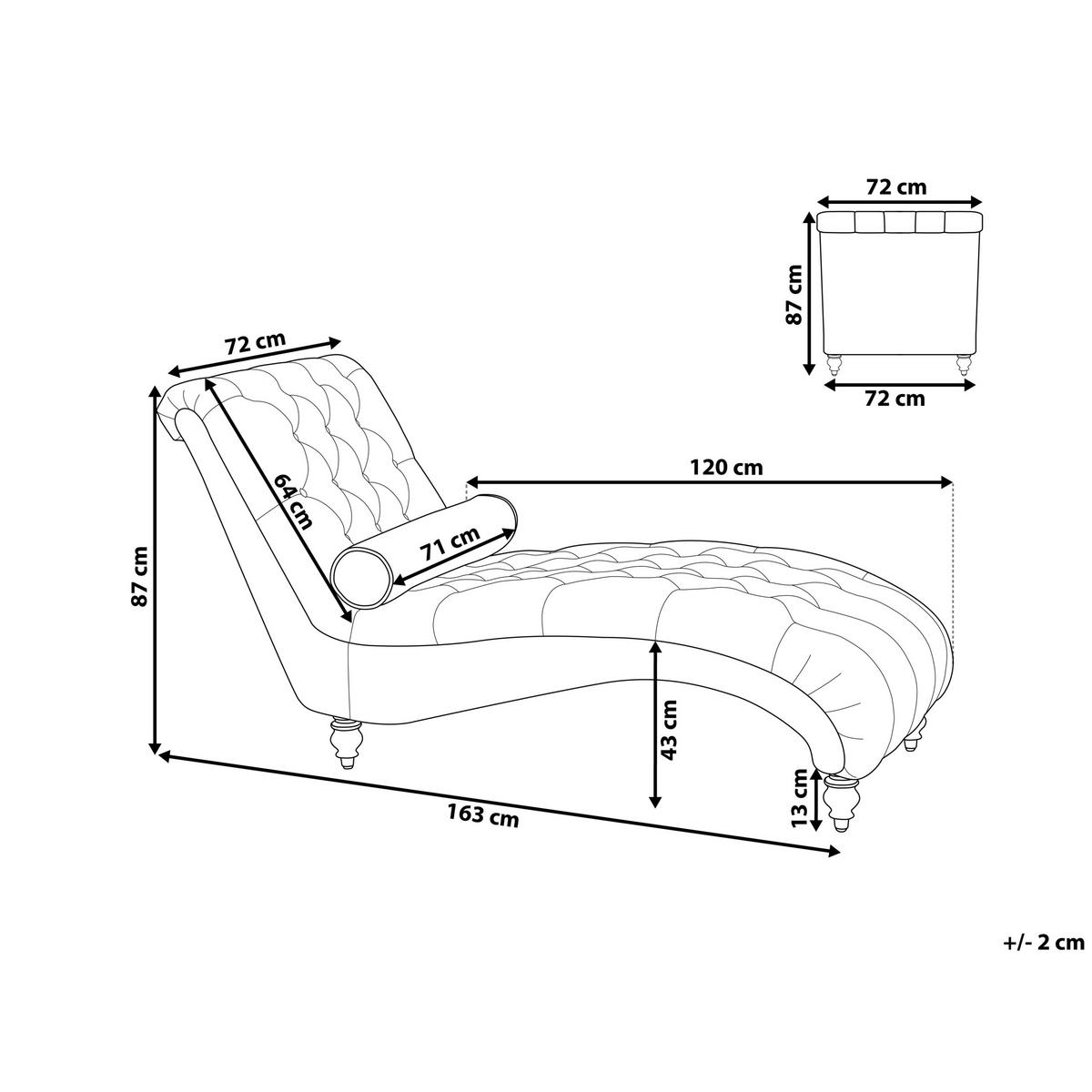 CHAISELONGUE Polsterbezug hellgrau Muret - Grau, Textil (163/87/72cm) - Beliani