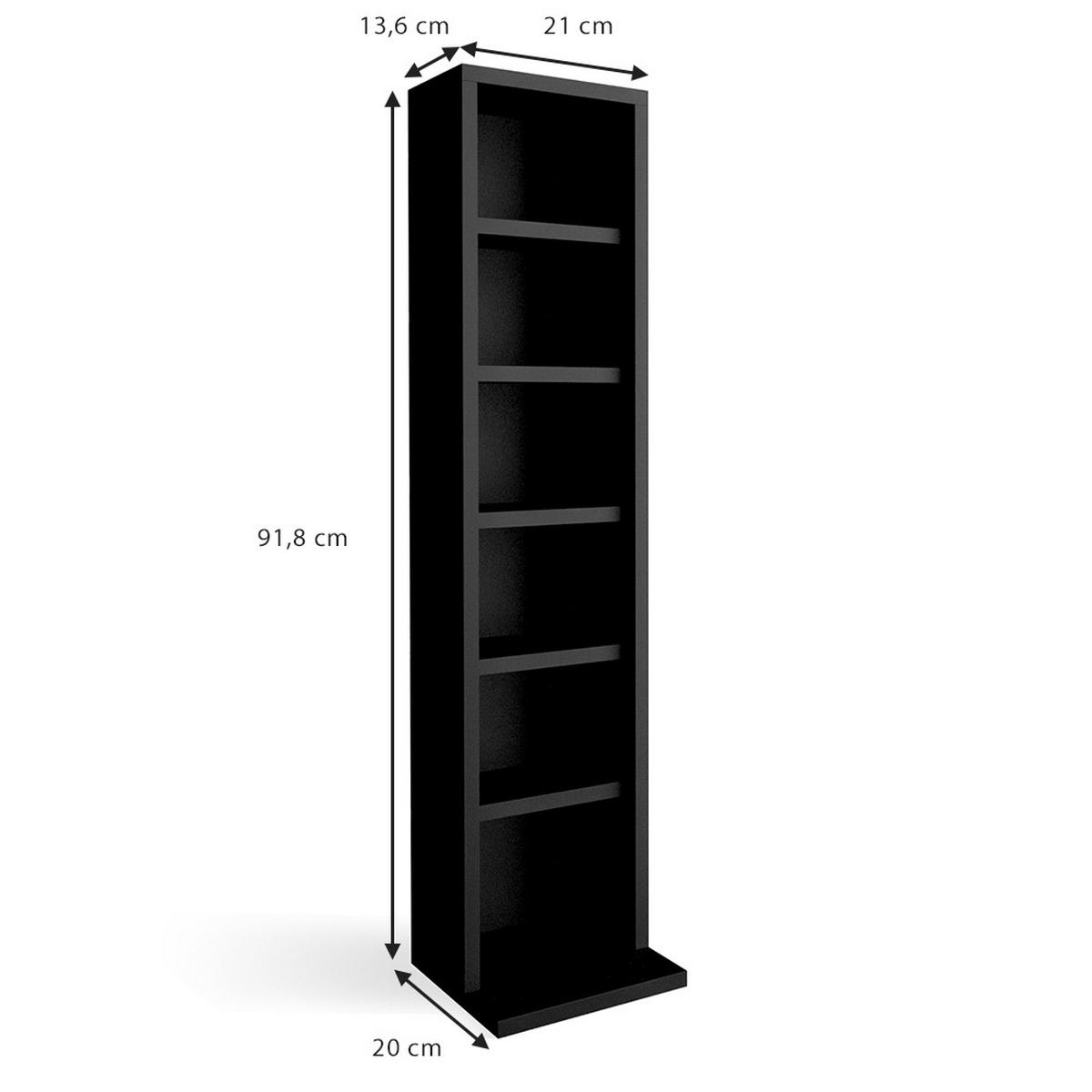 CD-REGAL Schwarz 21 x 91.8 cm - Schwarz, Holzwerkstoff (21/91.8/20cm) - Vicco
