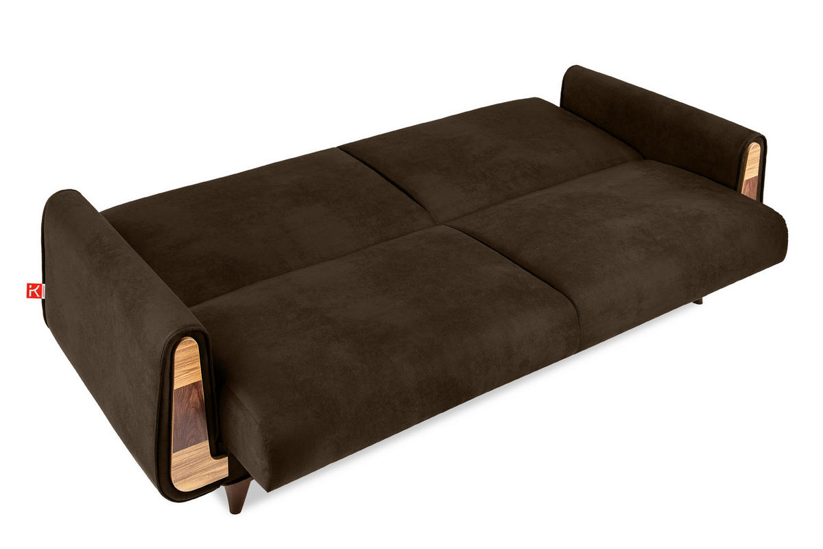 3-SITZER-SCHLAFSOFA GUSTAVO II mit Armlehnen, Braun - Braun, Holz/Holzwerkstoff (230/98/98cm) - KONSIMO®