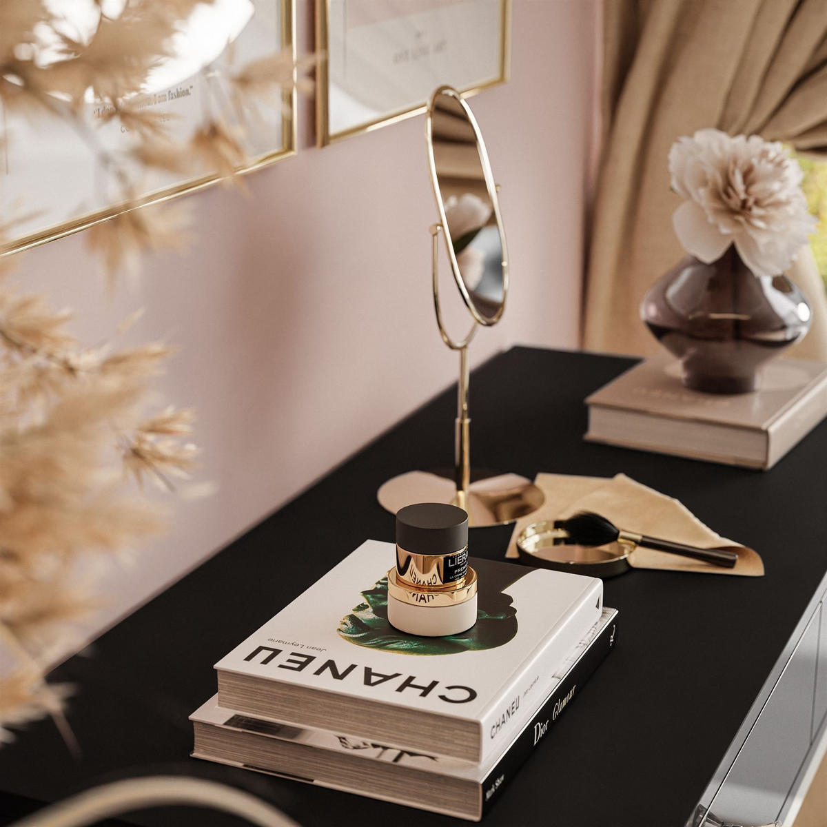 KONSOLE BLANCO mit Schubladen GOLD CHROM Schwarz Hochglanz PUSH OPEN - Schwarz Hochglanz/Goldfarben, Holzwerkstoff (42/100/81cm) - Lookway