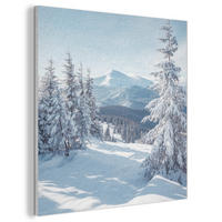 AKUSTIKBILD Winterlandschaft - Natur - Berge - Bäume - Schnee Akustikpaneele 80x80 cm - Hellblau, Kunststoff (80/80/0.9cm) - MuchoWow
