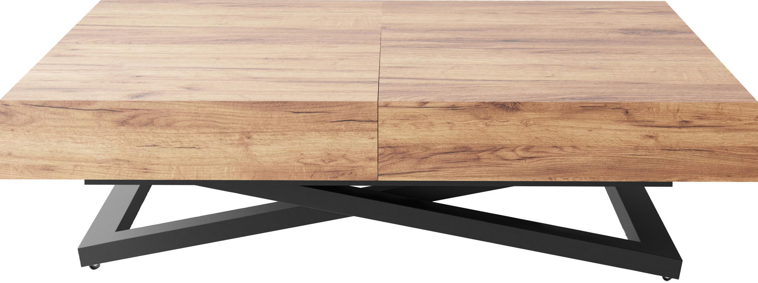 COUCHTISCH Cavetta U höhenverstellbar ausziehbar, Craft Eiche 120-200/80/27-76 cm - Eiche Wotan/Schwarz, Holzwerkstoff/Metall (80/120/76cm) - WFL GROUP