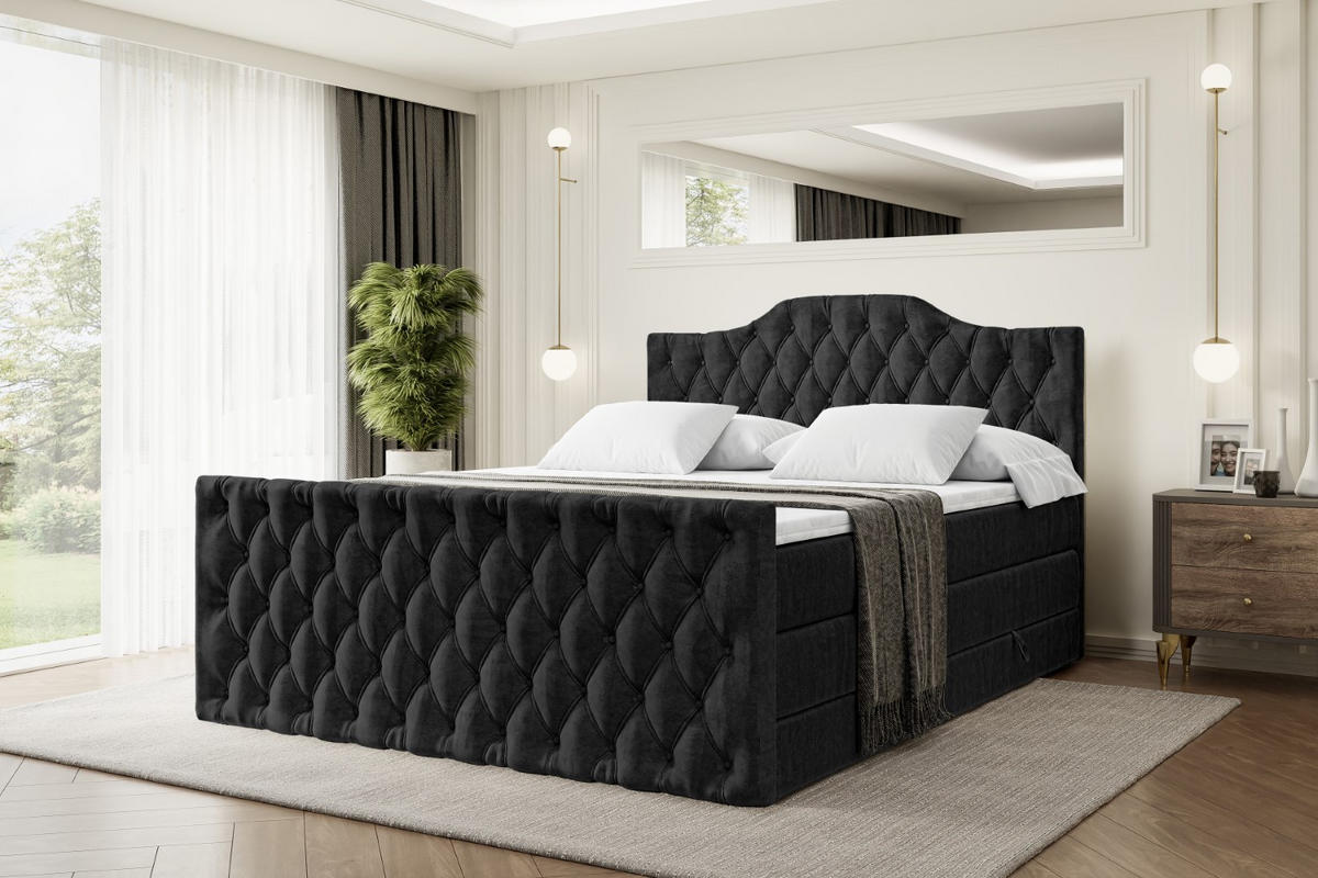 BOXSPRINGBETT VILA-1-Z KING - 120x200 - H3/H4 - Schwarz - Schwarz, Holzwerkstoff (120/200cm) - ALTDECOR