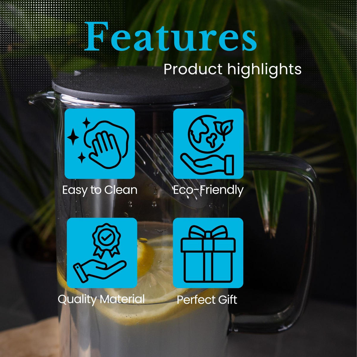 KARAFFE 1.4 Liter - Grau, Glas (1.4L) - Intirilife