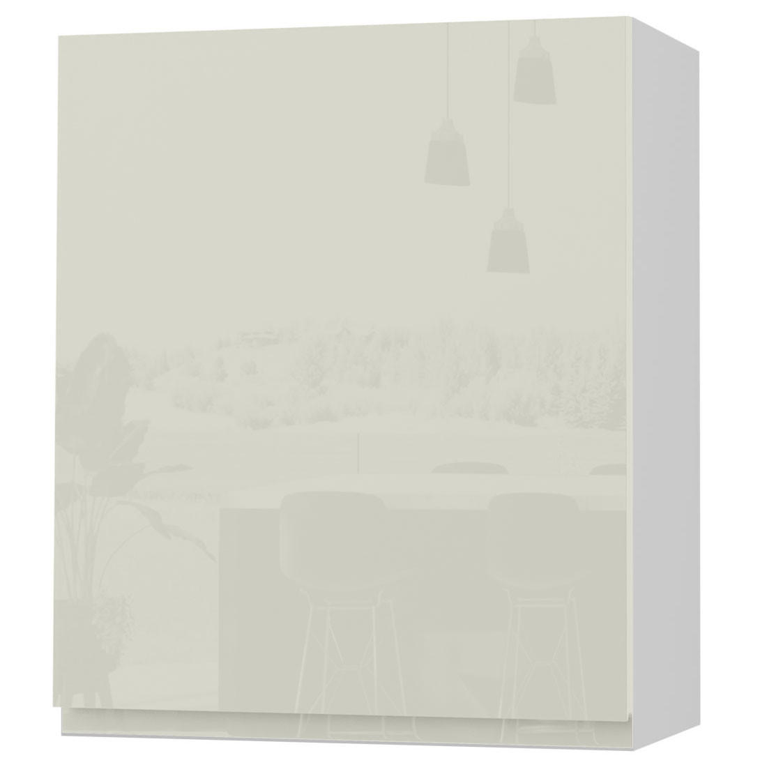 HÄNGESCHRANK Florence W2/60 Weiß / RAL 1013 perlweiß HG 60 / 32,5 / 72cm - Türanschlag rechts - Weiß Hochglanz/Weiß, Holz/Holzwerkstoff (60/72/32.5cm) - Feldmann-Wohnen