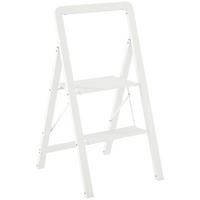 TRITTLEITER Stehleiter mit 2 Stufen Leichtbau Aluminum-Leiter 41,5 x 49,7 x 82,6 cm Weiß - Weiß, Metall (41.5/49.7/82.6cm) - HOMCOM