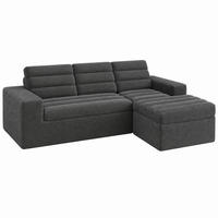 SOFA modular 253x161 cm Cord Dark Grey mit Hocker - Dunkelgrau, Kunststoff (161/253cm) - Meubliv