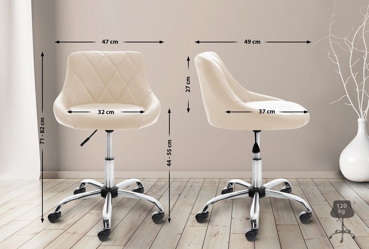 ARBEITSHOCKER Lazius Kunstleder creme - Naturfarben, Metall (47/82/49cm) - TPFLiving