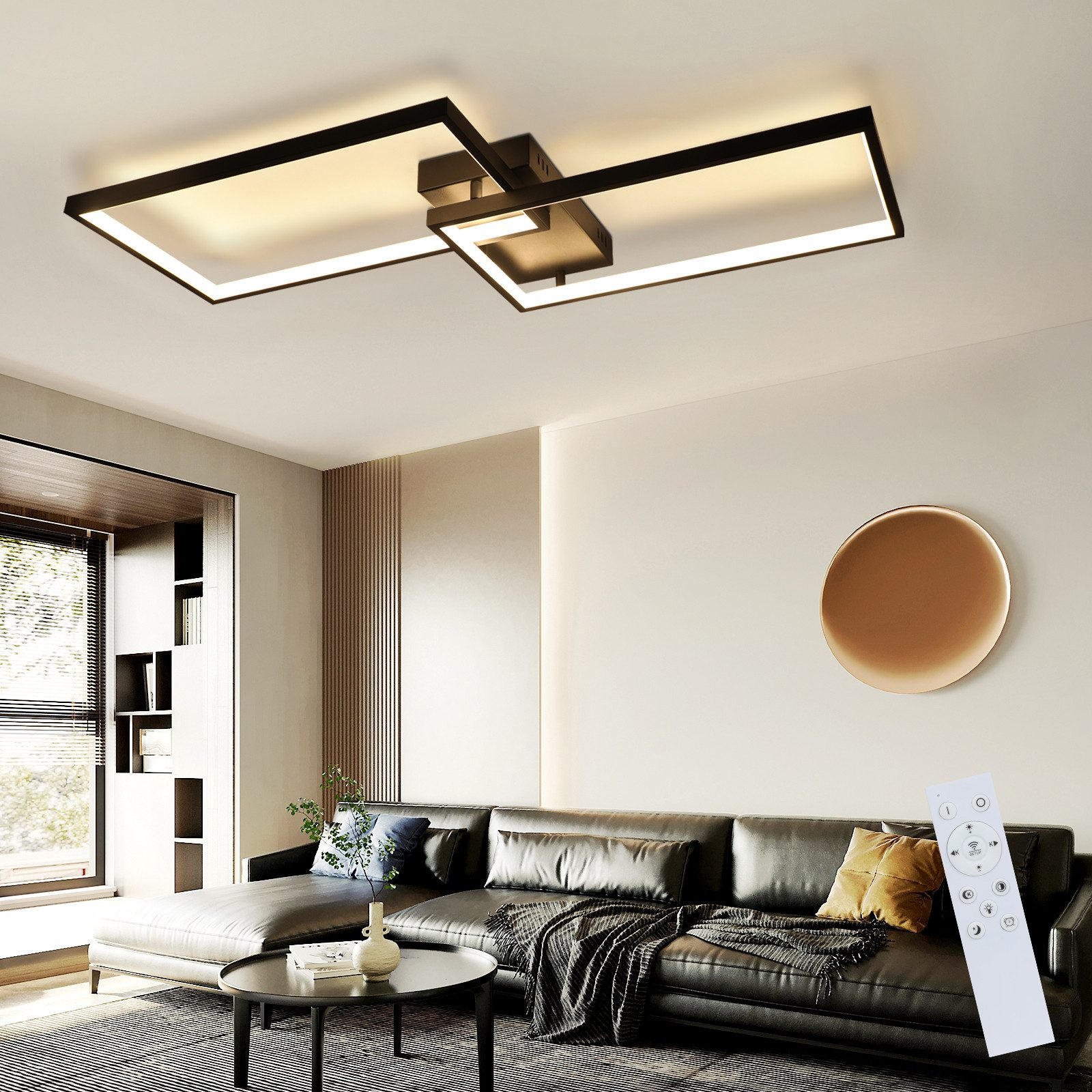 LED-DECKENLEUCHTE Edith 80/39/7.5 cm - Schwarz, Kunststoff (80/39/7.5cm) - Nettlife