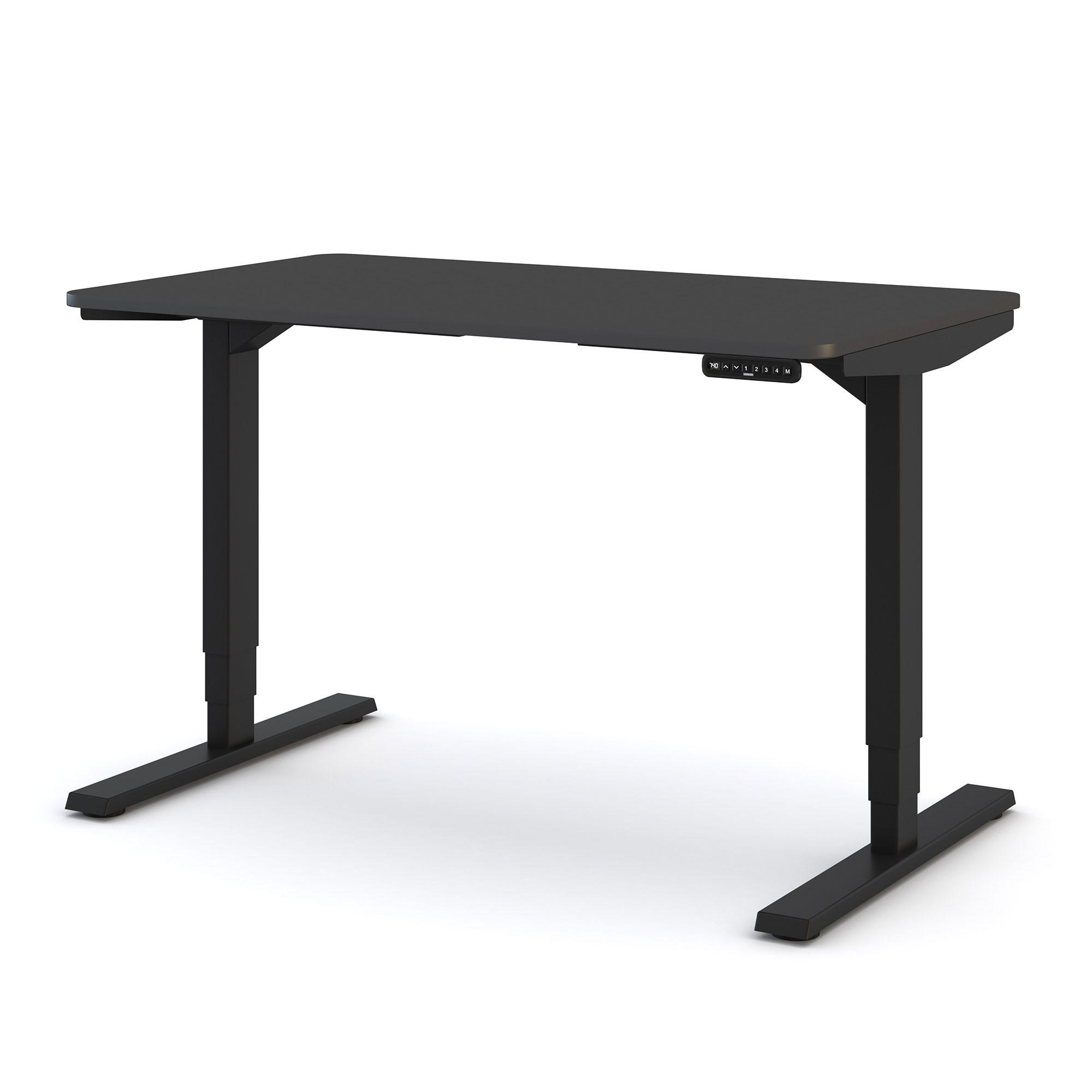 SCHREIBTISCH Elektrisch höhenverstellbarer Schreibtisch Y-Line Curved Anthrazit Schwarz 120/70/62-127cm - Anthrazit/Schwarz, Holzwerkstoff/Metall (70/120/127cm) - ASSMANN
