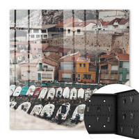 SCHLÜSSELBOX Schwarz 30x30 cm- Türöffnung nach rechts - Eine Küstenstadt - Beige, Metall (30/30/5cm) - TULUP