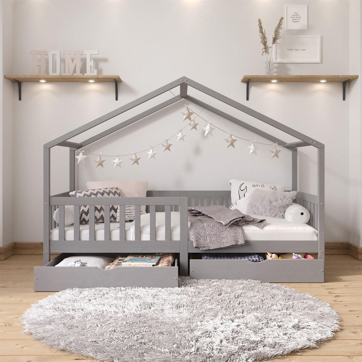 HAUSBETT ELEA 90X200 CM - Grau, Holz (96/148/206cm) - IDIMEX