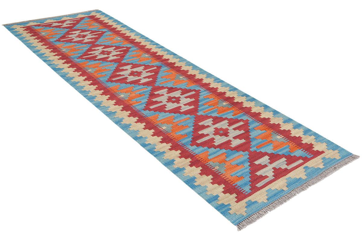 HANDWEBTEPPICH Kelim Gashgai Rot 192/58 cm Schurwolle - Rot, Textil (58/192cm) - Looma