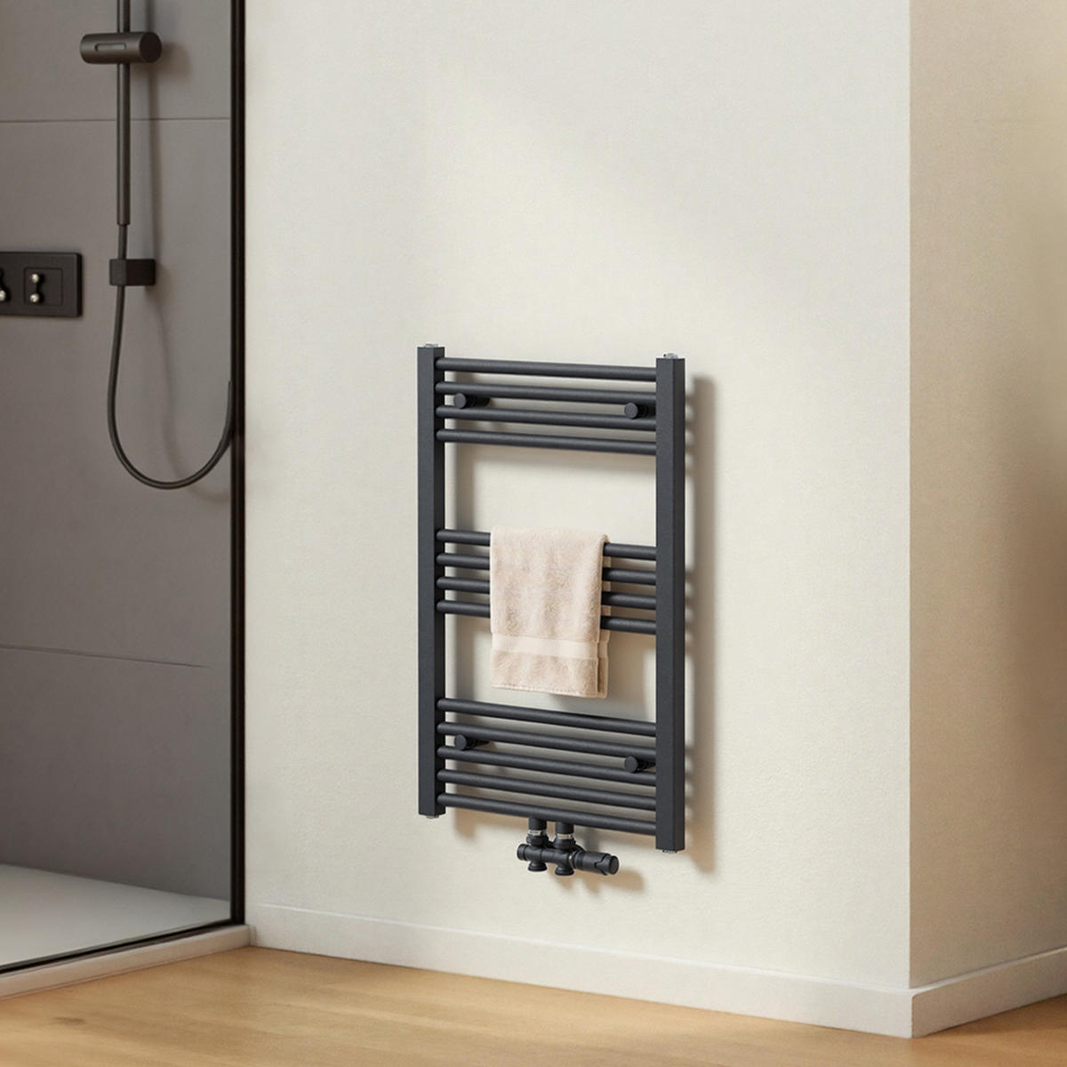 ELEKTRIČNI RADIJATOR ZA RUČNIKE zakrivljen bijeli 75/60/5,6 cm - antracit, metal (50/75/3cm) - EMKE