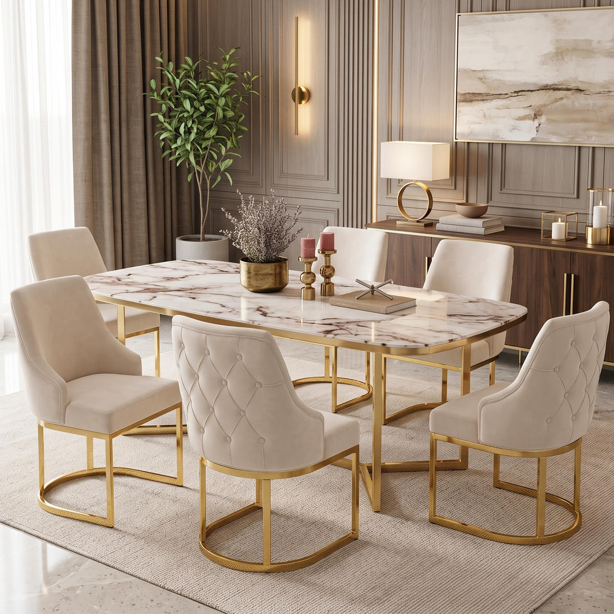 ESSZIMMERSTÜHLE 2er-Set Samt Gold Metall Beige - Beige/Goldfarben, Textil (59/89/55cm) - FLIEKS