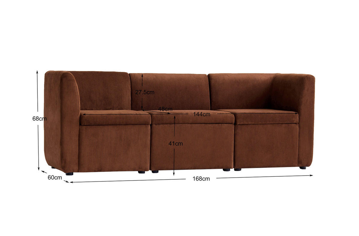 SOFA Samt Terracotta - Terracotta, Textil (180/68/60cm) - Nordlys