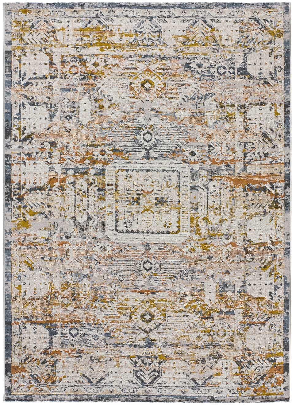 Atticgo Vintage-Teppich Mehrfarbig, Beige, Blau, Kupfer 77x150 cm