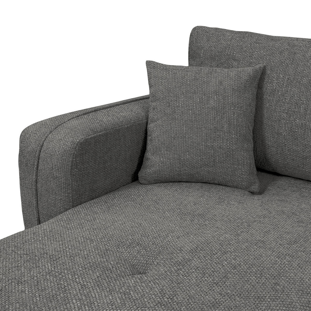 ECKSOFA mit Schlaffunktion - 272 cm - Anthrazit/Schwarz, Kunststoff/Textil (272/145cm) - home24