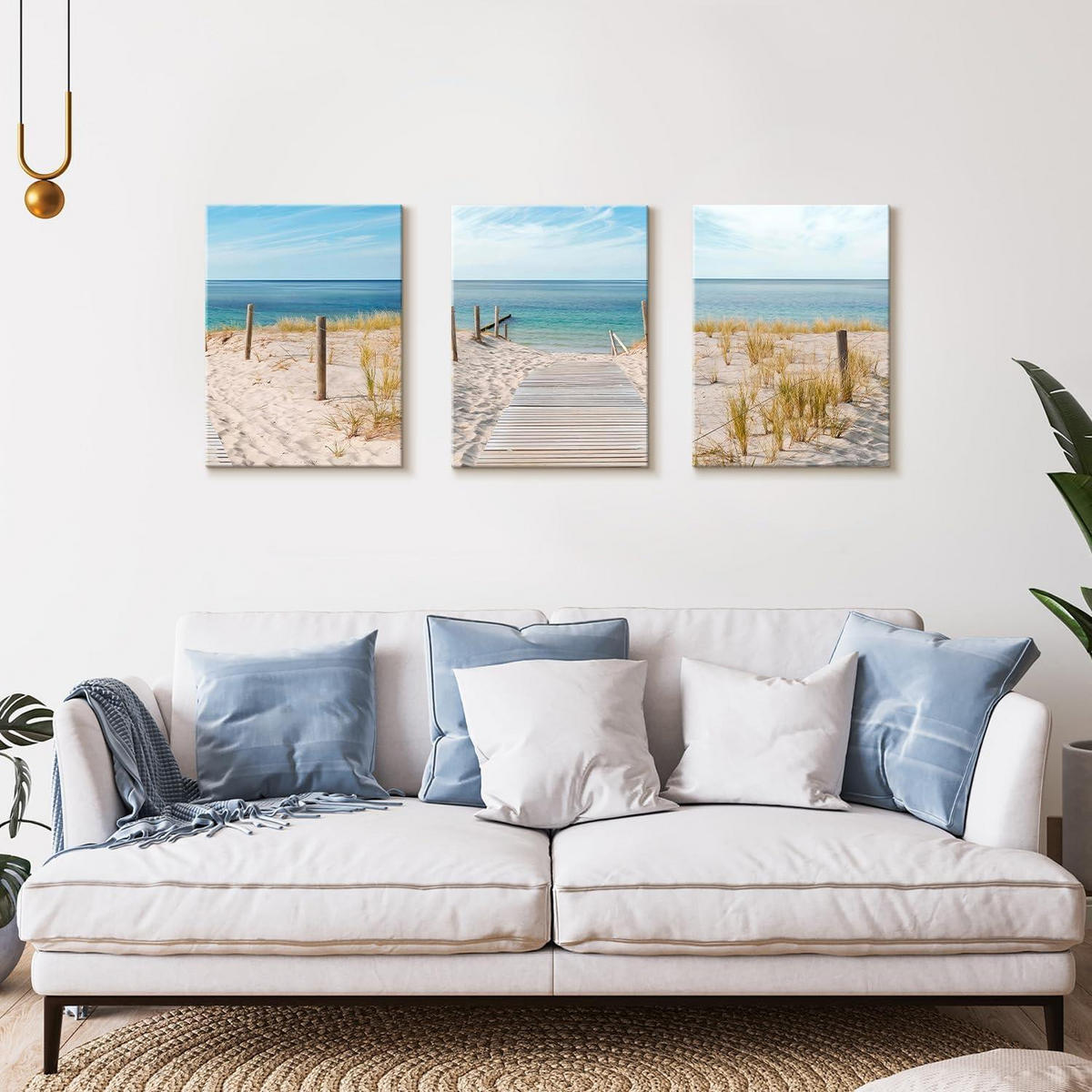 WANDBILD 3-teiliges Set Strandmotiv 30x40 cm - Blau, Textil (30.8/0.5cm)