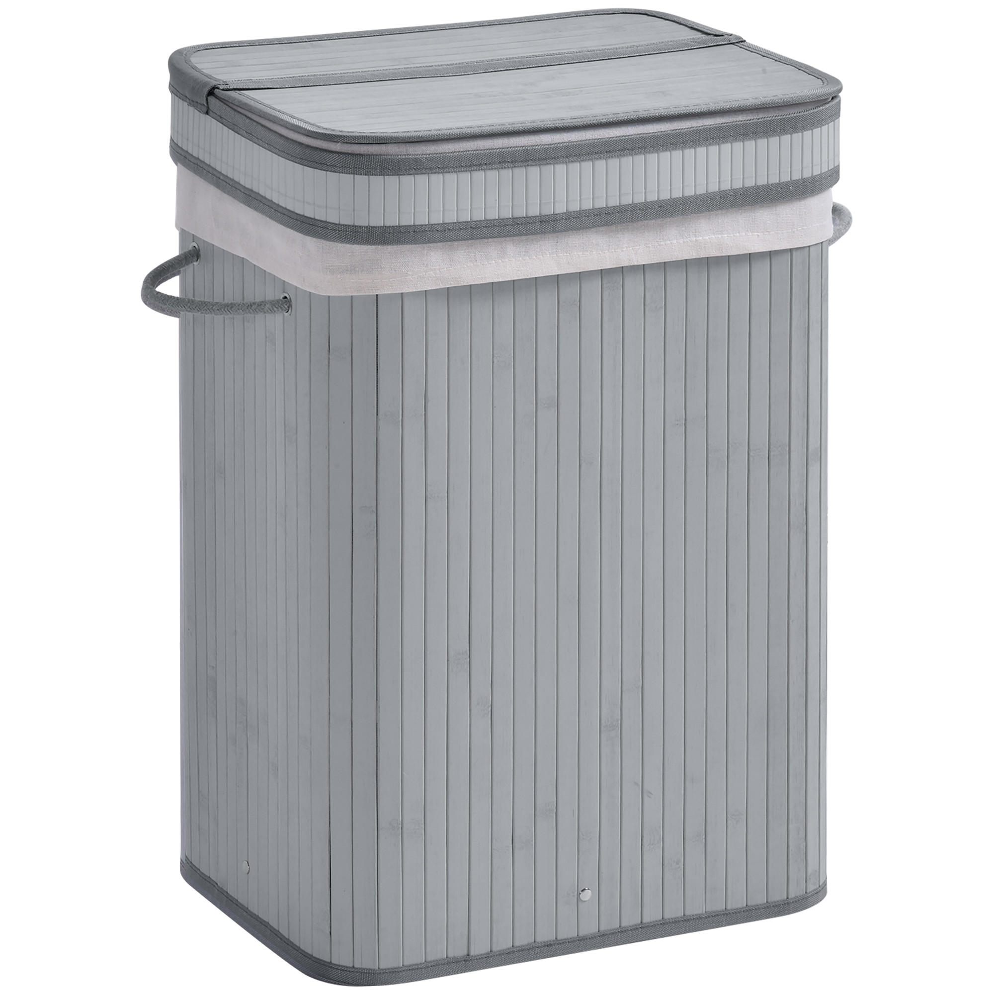 WÄSCHEKORB mit Deckel 70 L, Grau - Grau, Textil (40/60/30cm) - HOMCOM